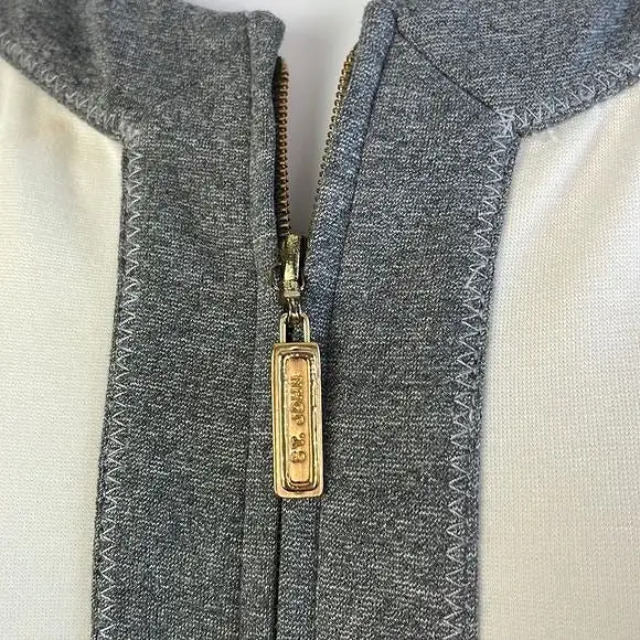 StJohnCream Gray Color Block Zip Jacket