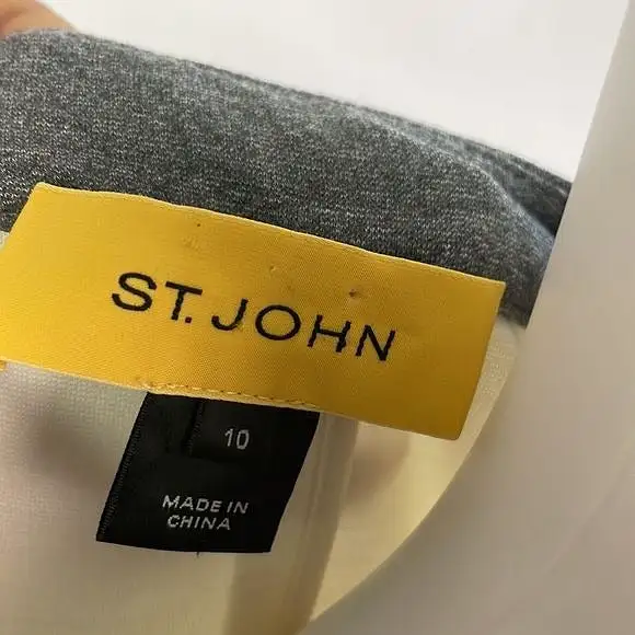 StJohnCream Gray Color Block Zip Jacket