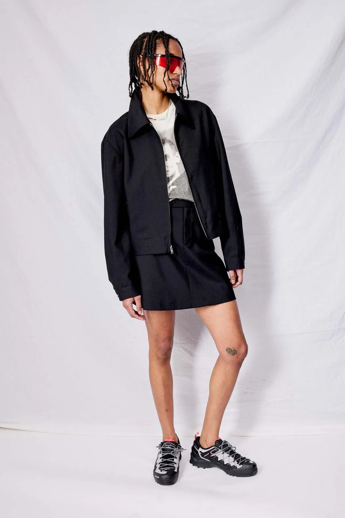 Suiting Crop Zip Jacket - Black