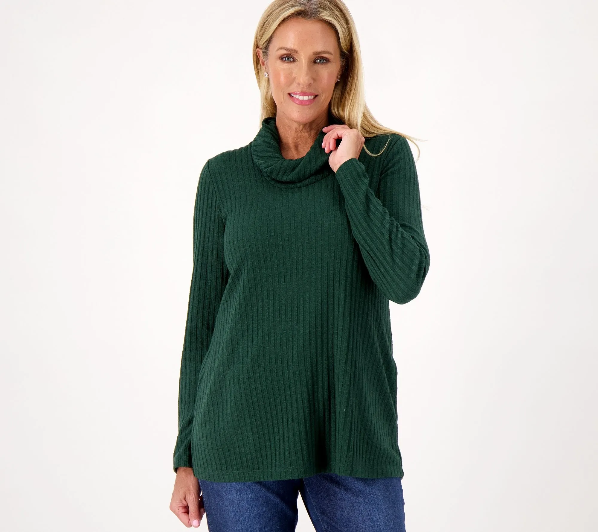 Susan Graver Weekend Petite Sweater Rib Knit Long Sleeve Tunic