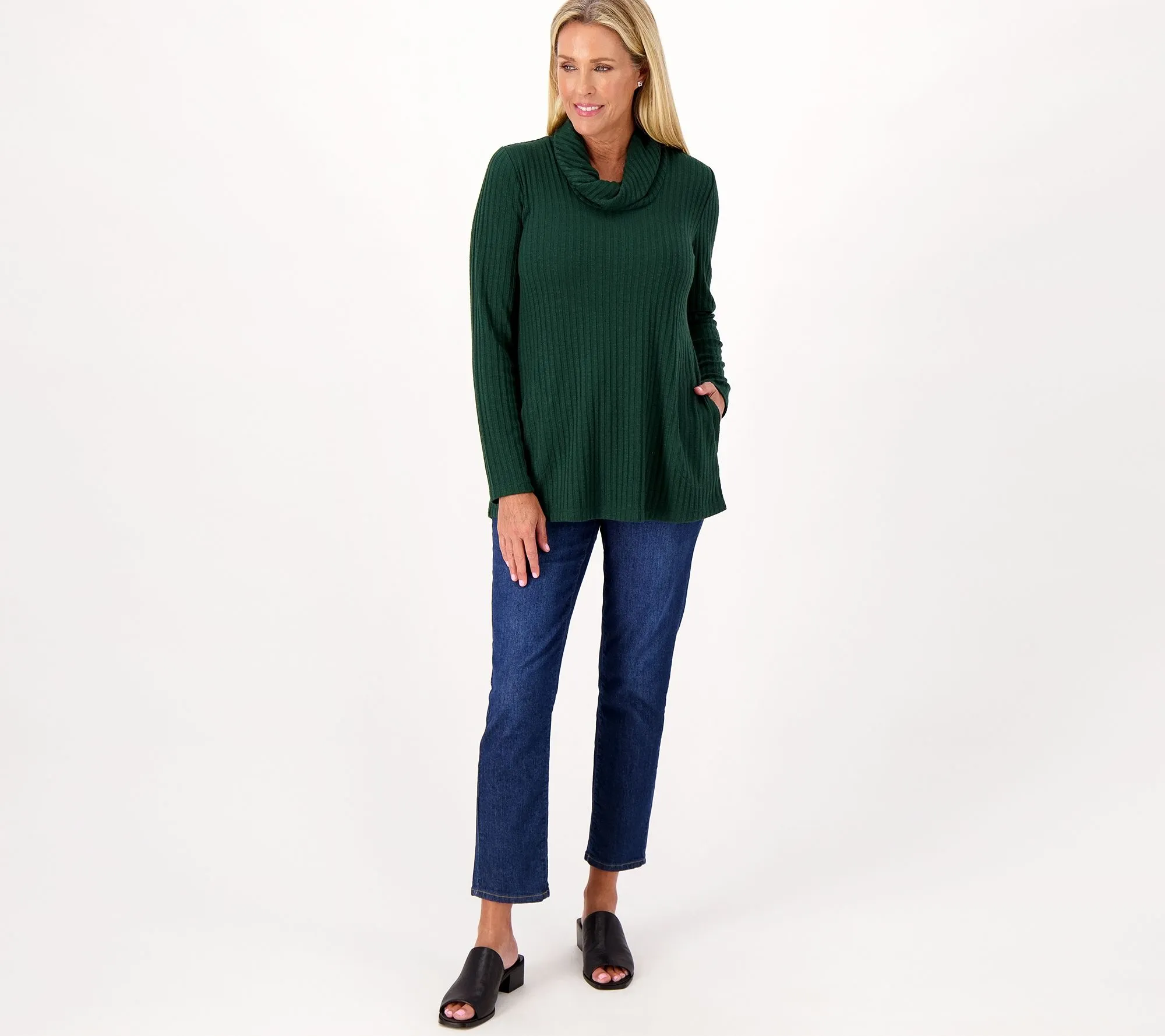 Susan Graver Weekend Petite Sweater Rib Knit Long Sleeve Tunic