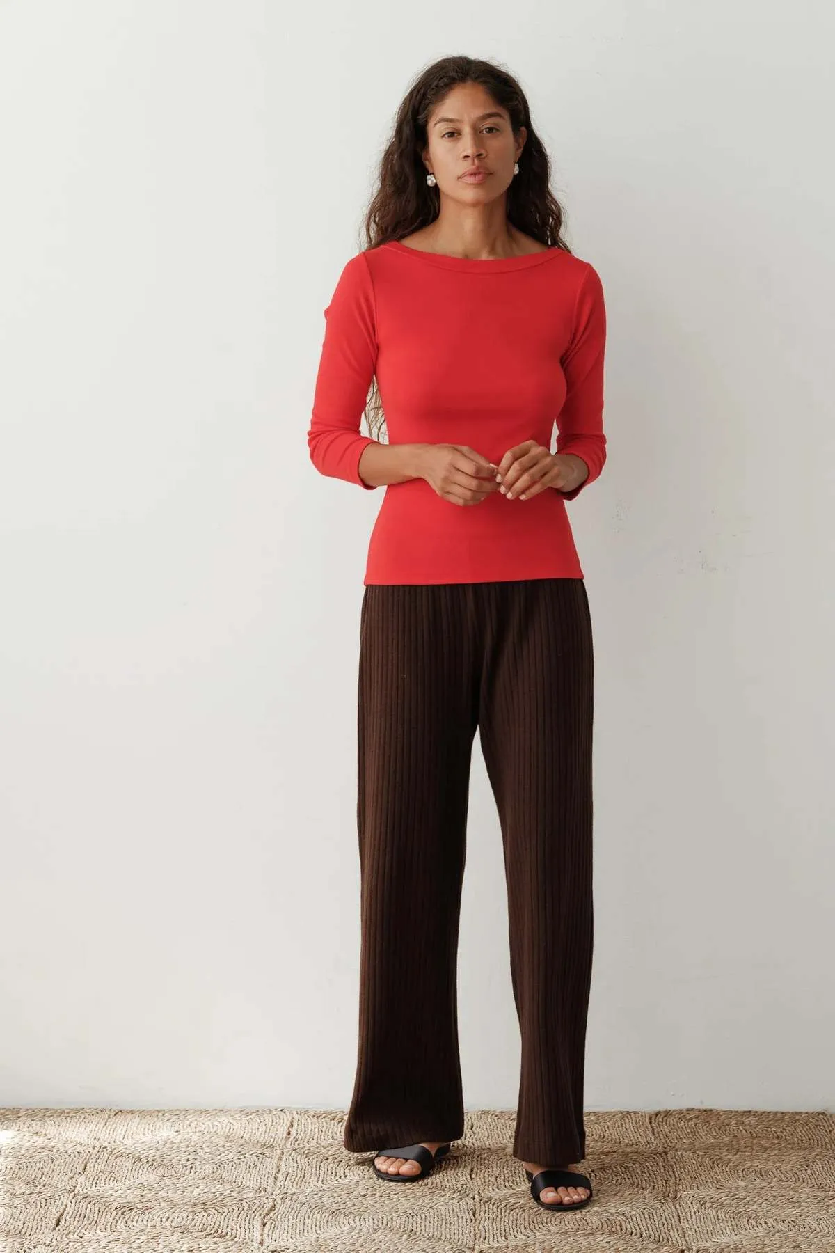 Sweater Rib Simple Pant - Espresso