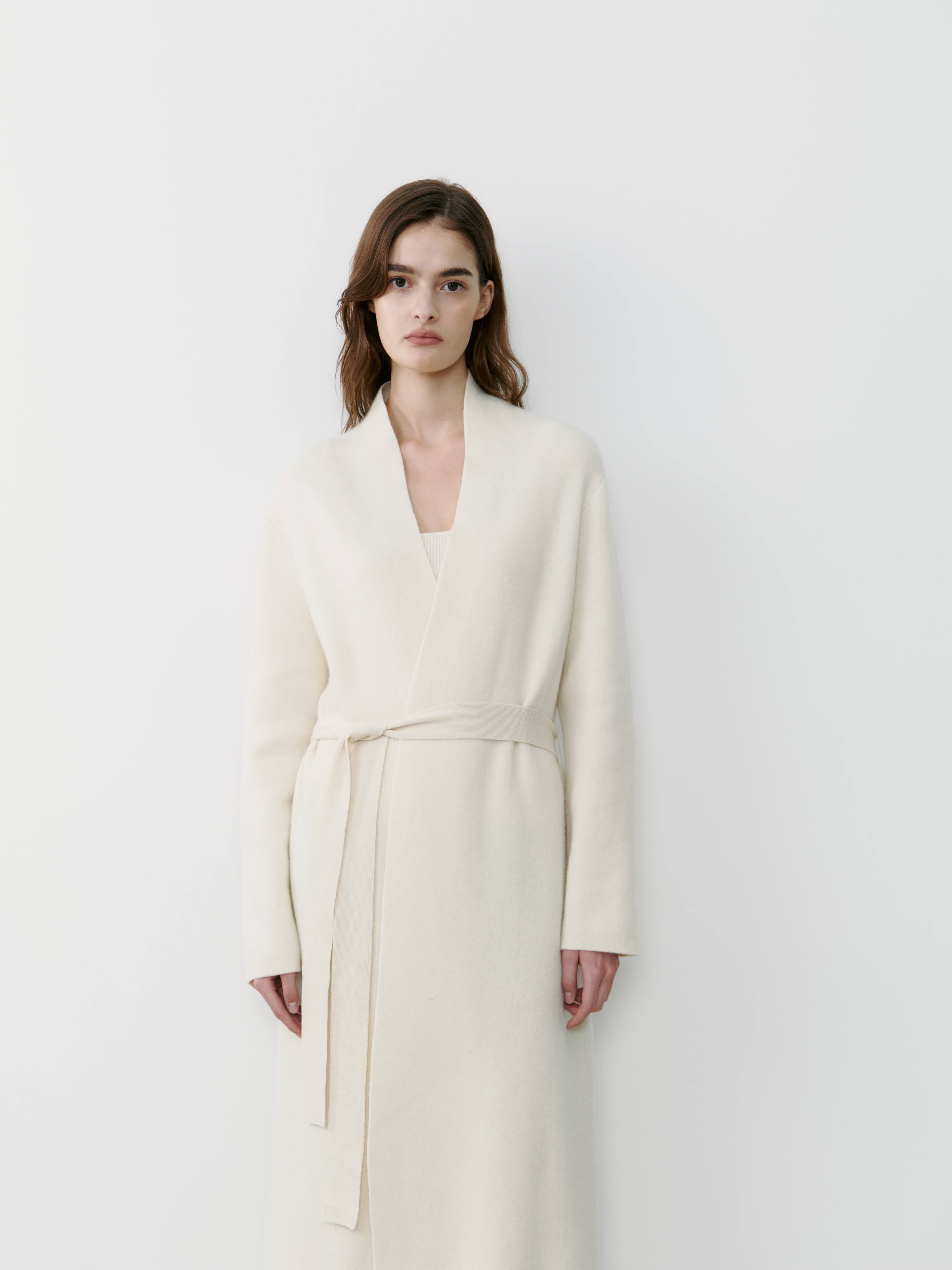 THE LONG CASHMERE CARDIGAN - ECO WHITE