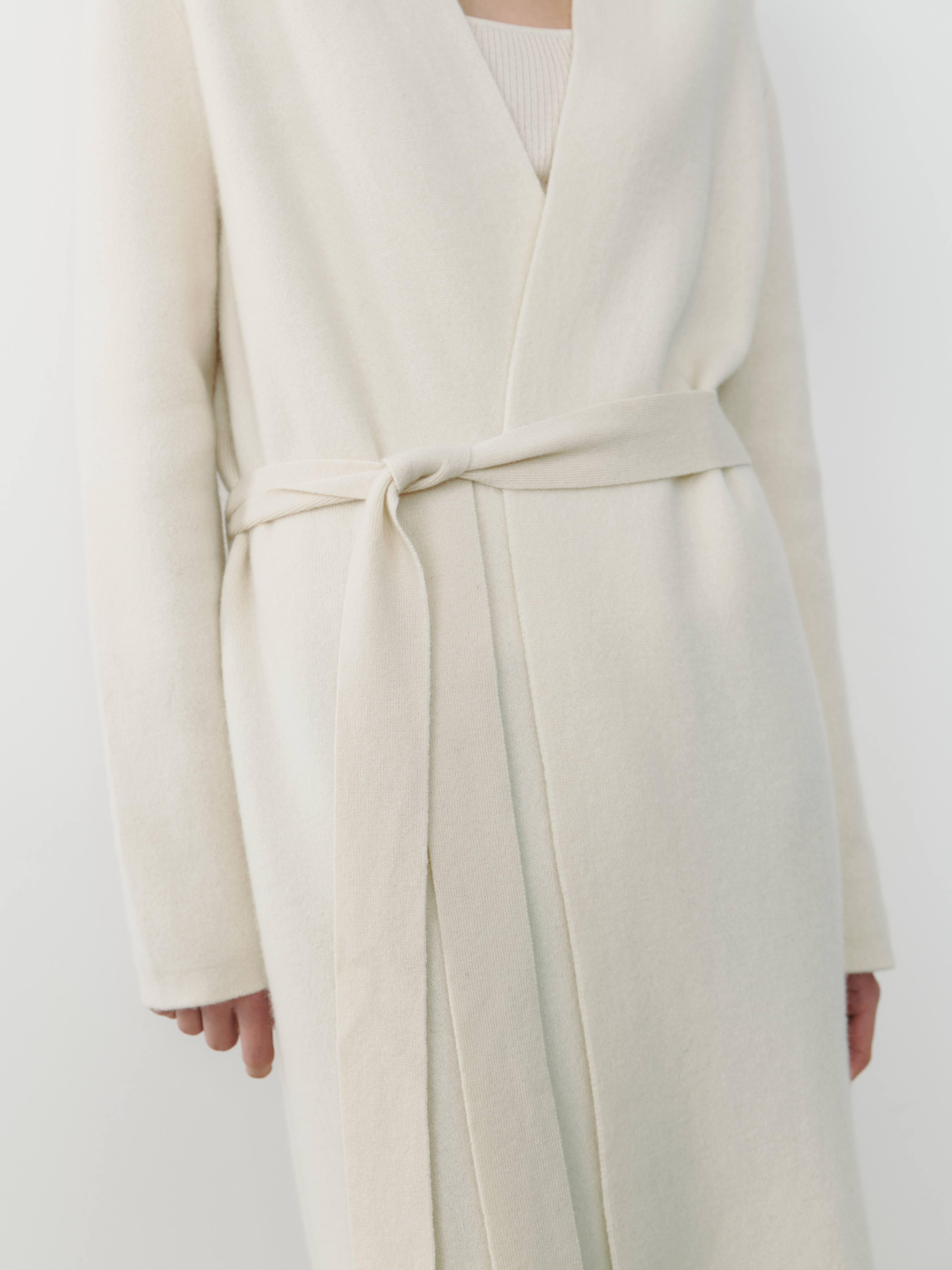 THE LONG CASHMERE CARDIGAN - ECO WHITE