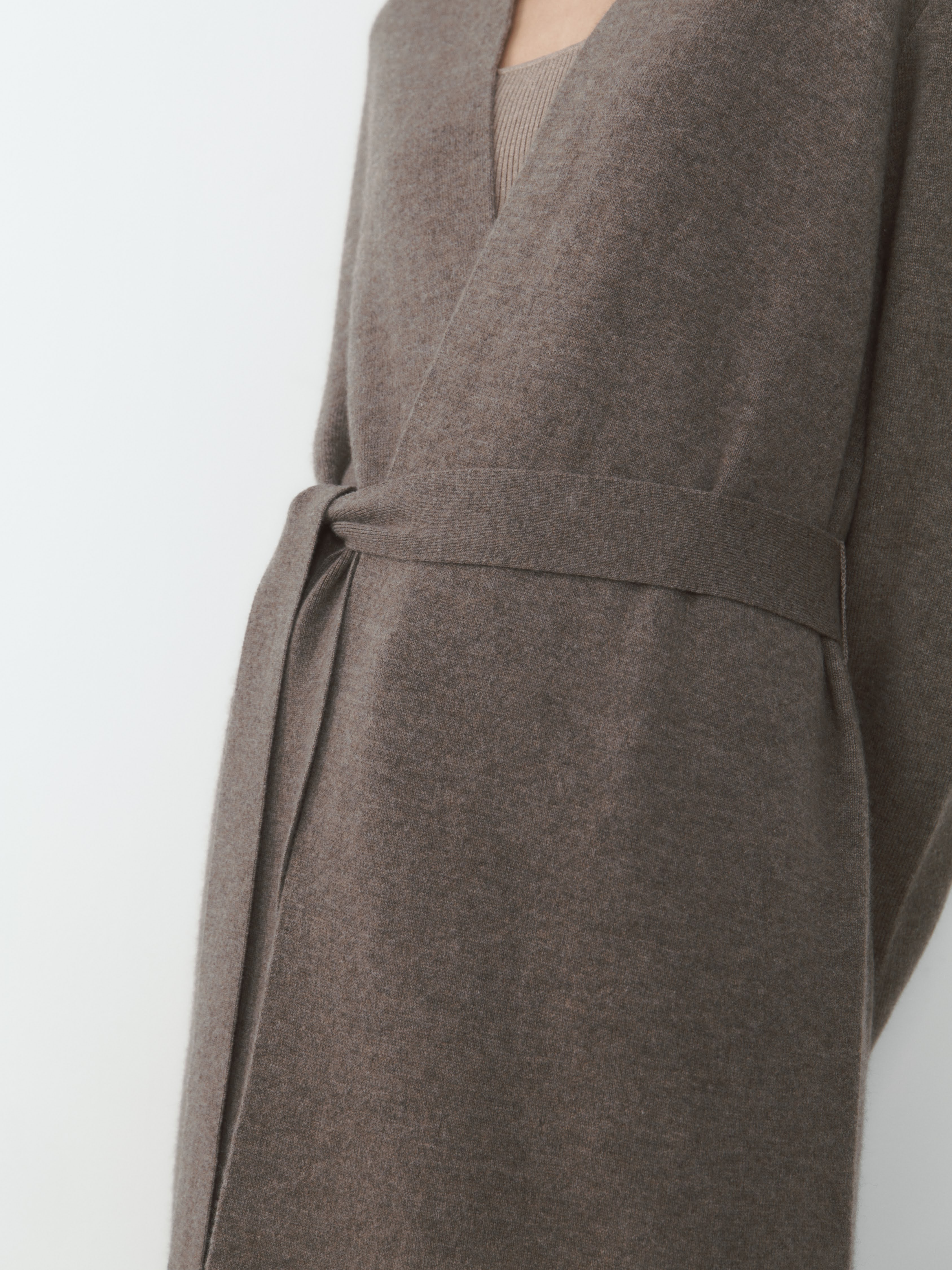 THE LONG CASHMERE CARDIGAN - GRIZZLY