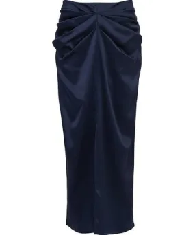 The Summer Edit Women's Blue Arielle Silk Skirt - Navy