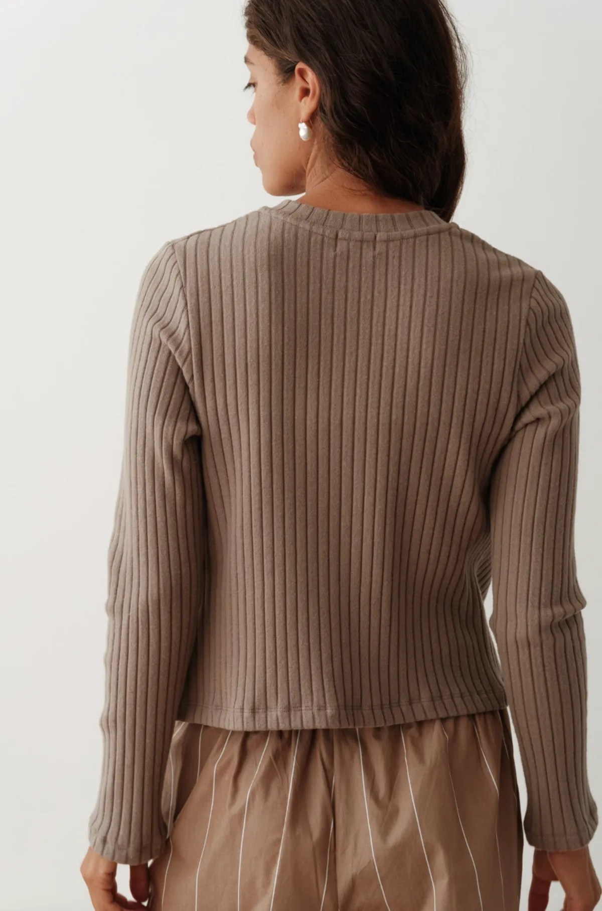 The Sweater Rib Cardi - Mushroom