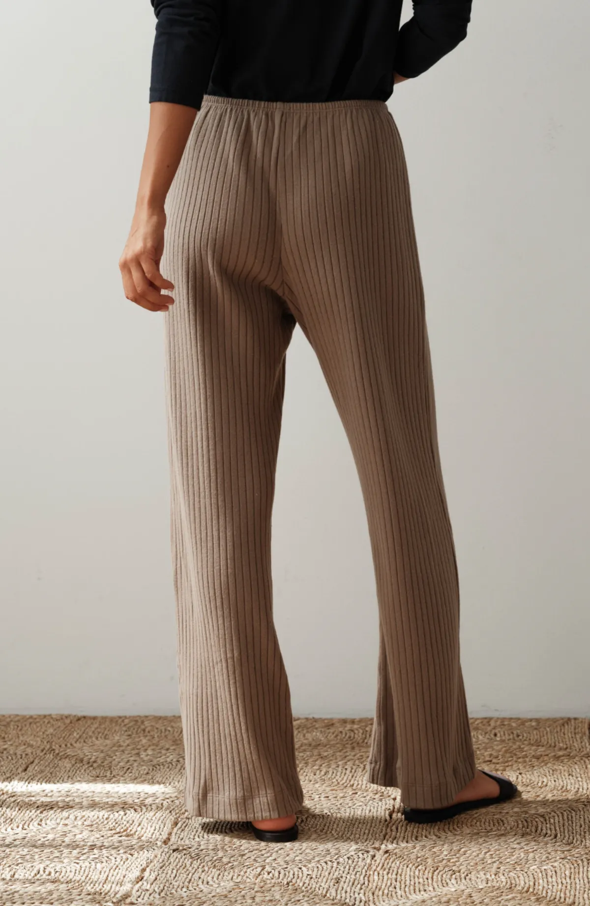 The Sweater Rib Simple Pant - Mushroom