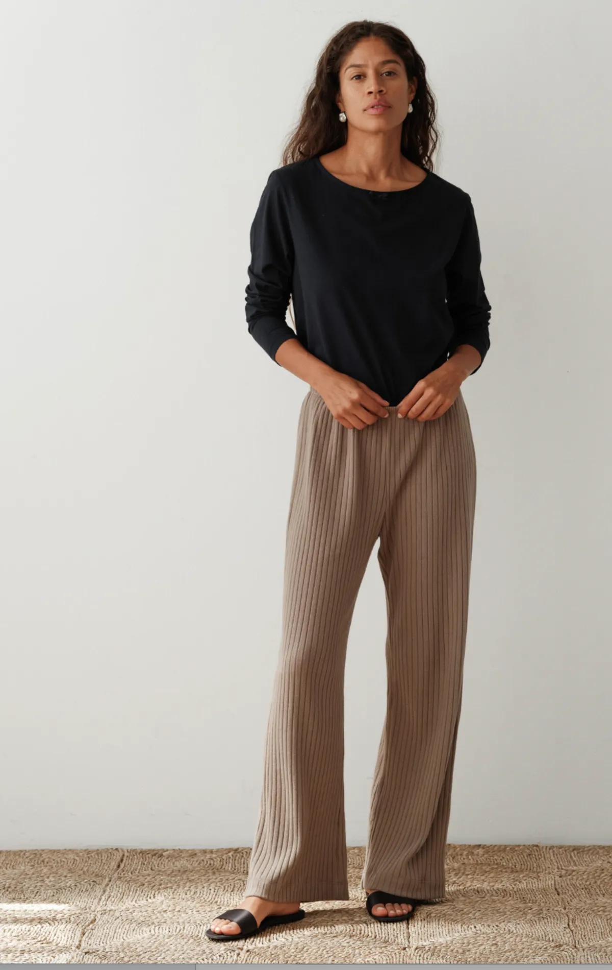 The Sweater Rib Simple Pant - Mushroom