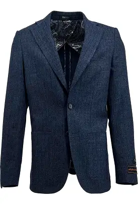 Tiglio Luxe Veneto/THP Slim Fit half lined, Pure Wool Jacket Dark Blue Denim with Stripes TL3320