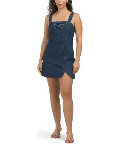 Tj Maxx Bow Trim Denim Mini Dress For Women