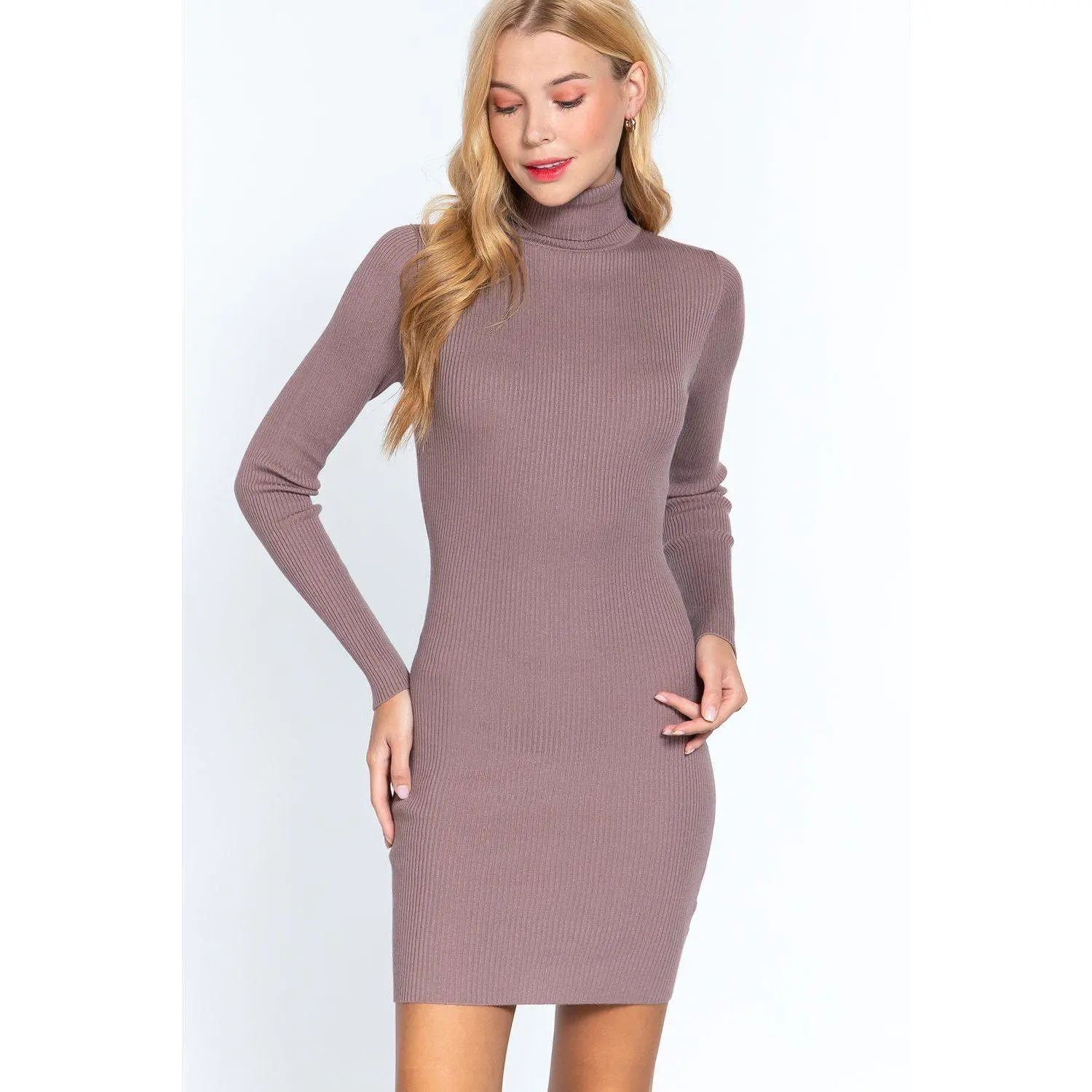 Turtle Neck Sewater Mini Dress