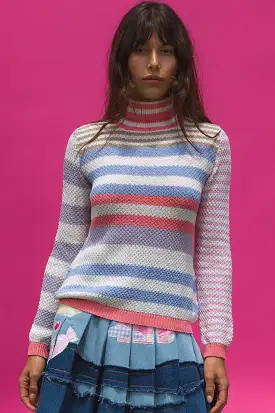 Turtle Neck Top - Tea Cup stripe