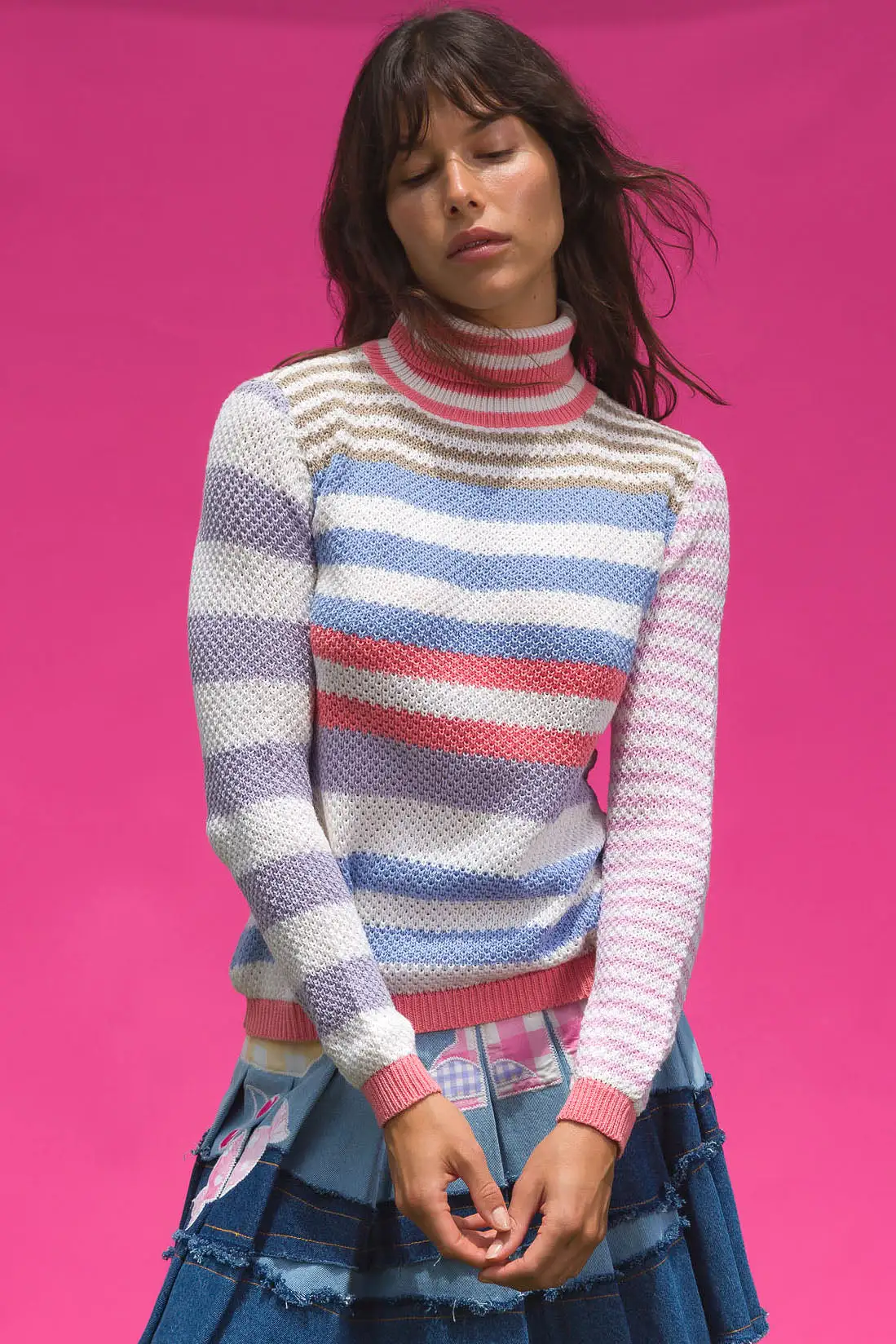 Turtle Neck Top - Tea Cup stripe