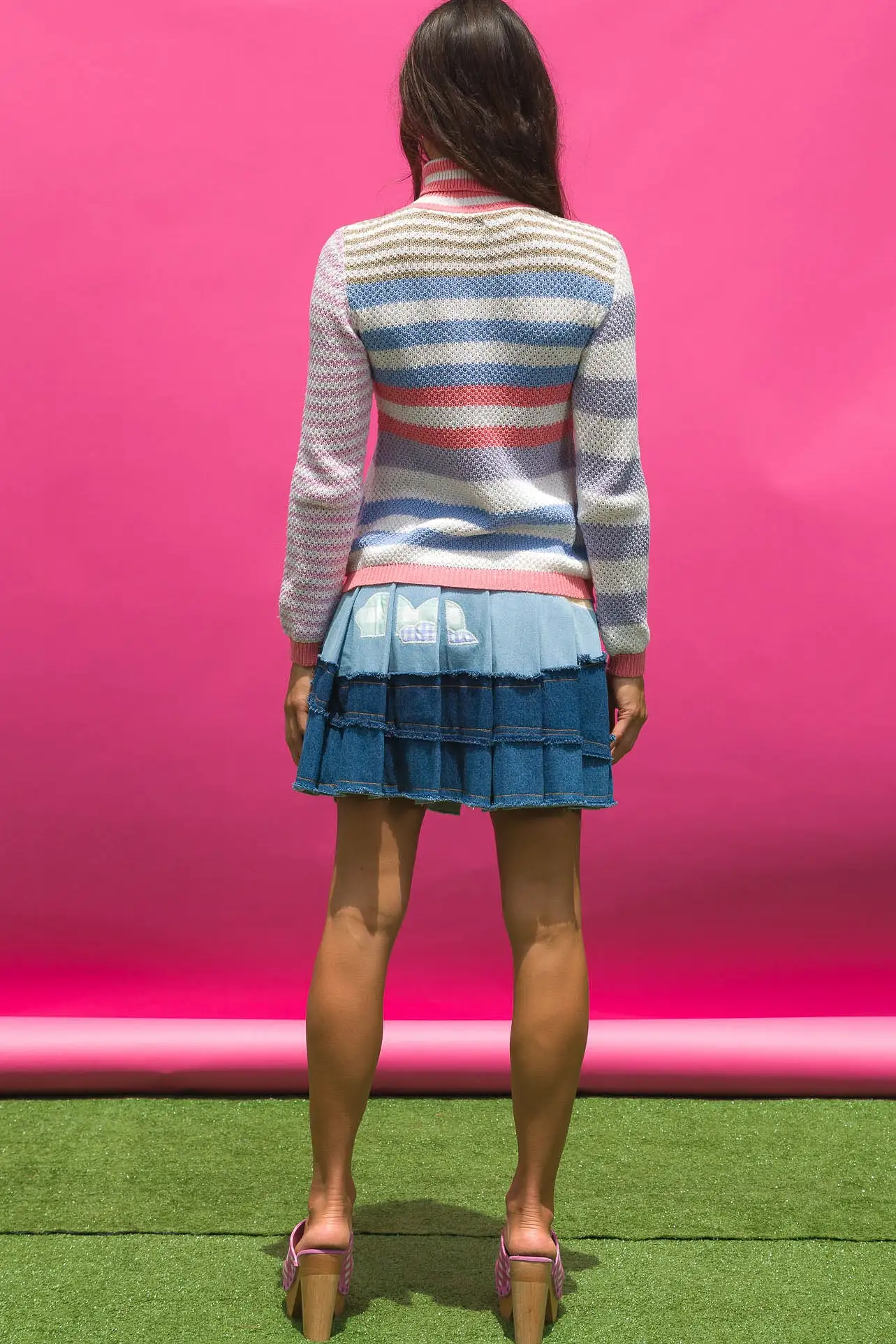 Turtle Neck Top - Tea Cup stripe