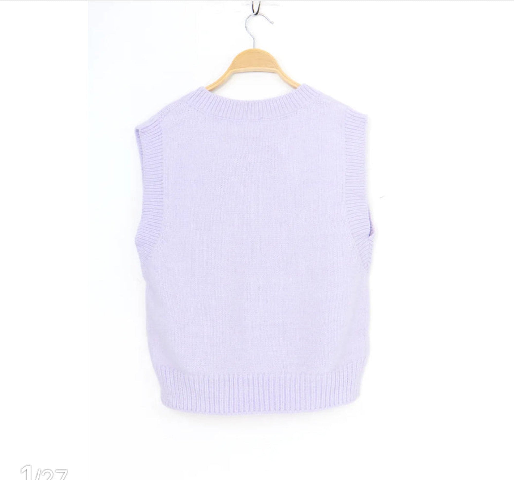 Van Der Rock V-Neck Sweater Vest in Cream, Sage, or Violet