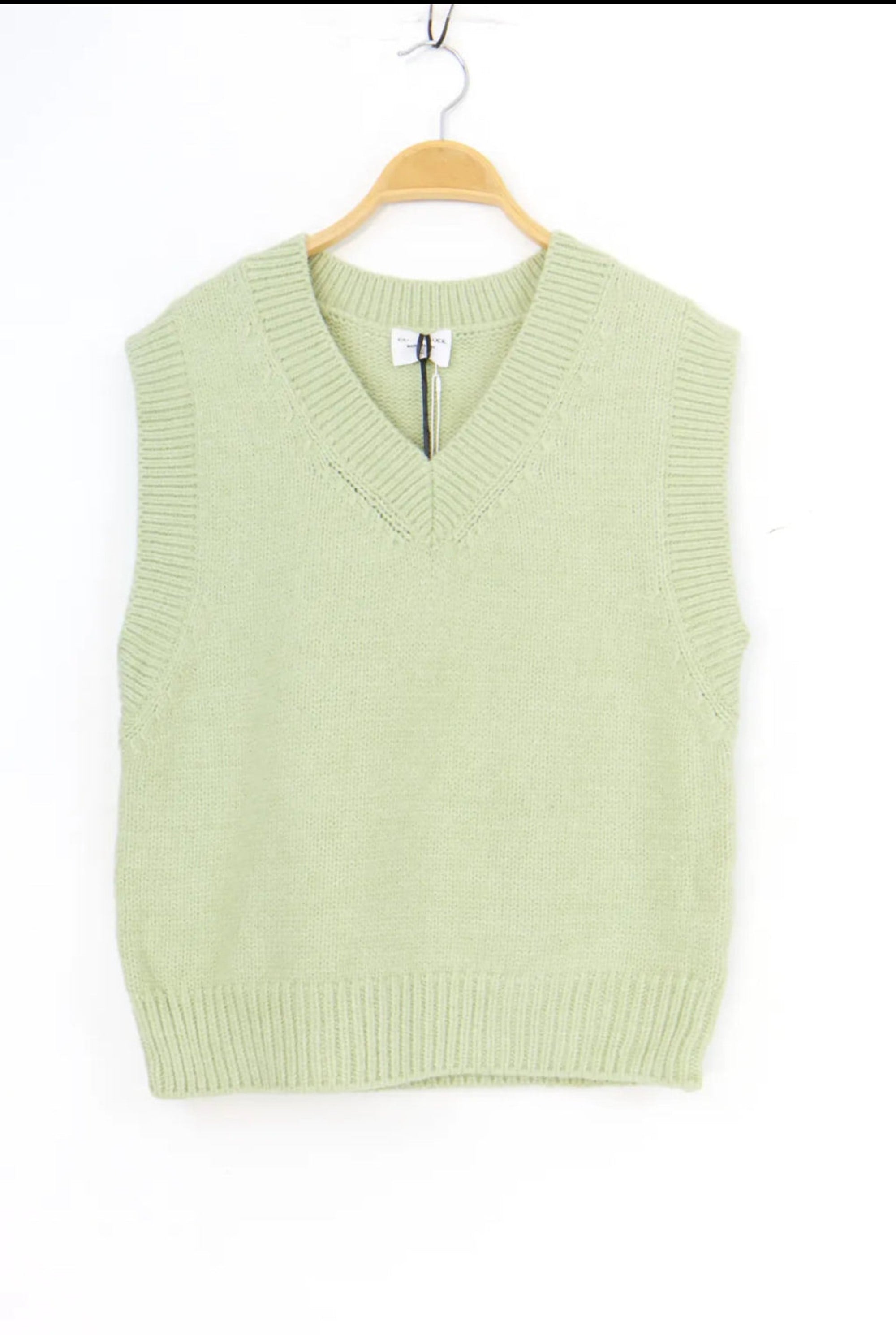 Van Der Rock V-Neck Sweater Vest in Cream, Sage, or Violet