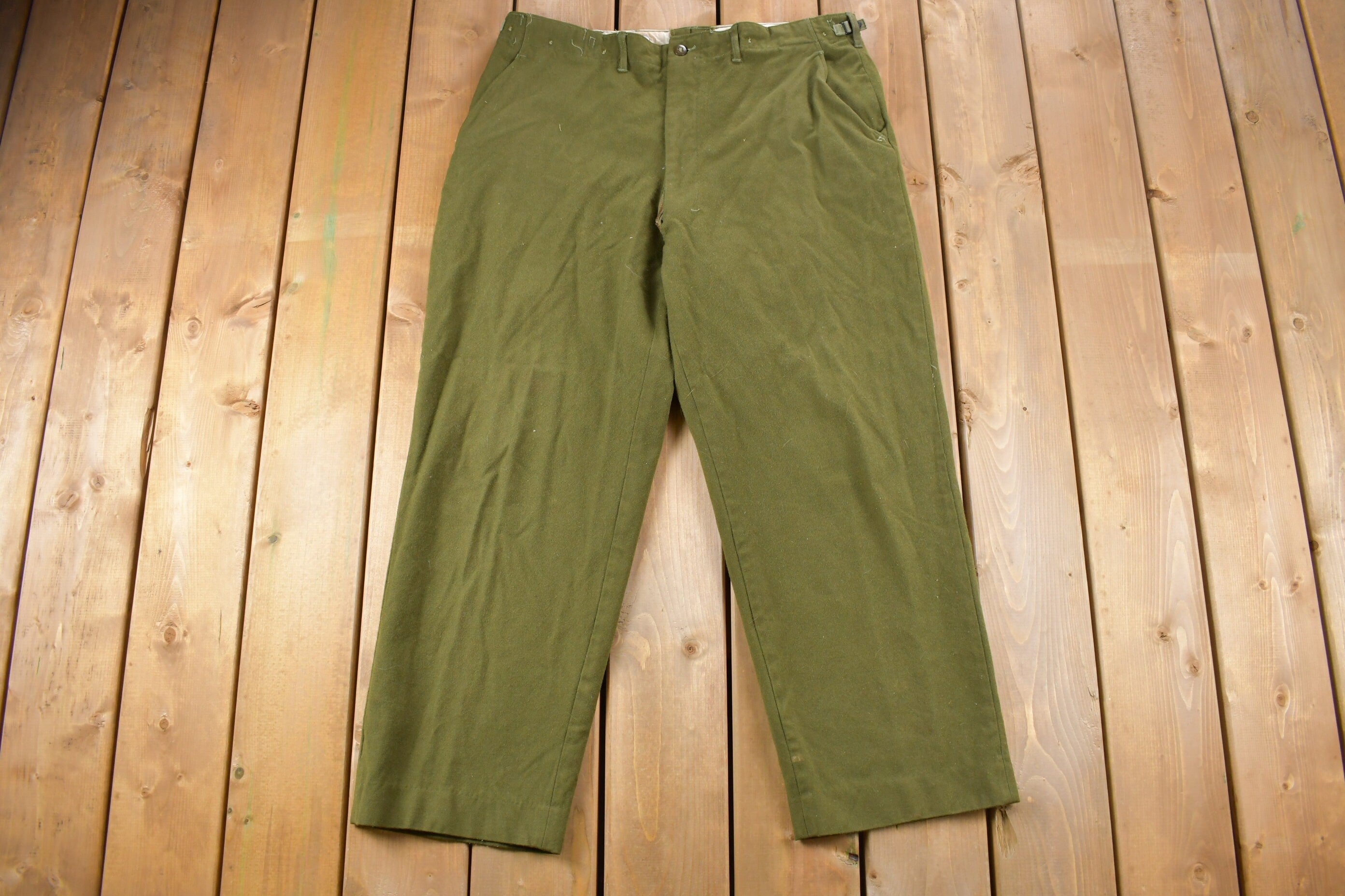 Vintage 1950s US Army Olive Green Cargo Pants Size 38  / True Vintage / Army Pants / Military Pant's / Vintage Cargos / Made In 