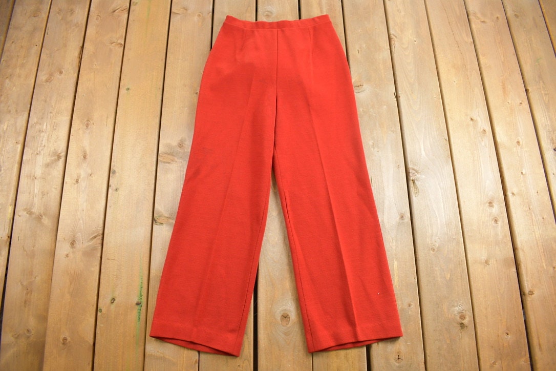 Vintage 1970's Act III Polyester Wool Trousers Size 26 x 27 / Made in USA / Red Pants / 70s / 80s / Pleated / Fashion / Vintage 