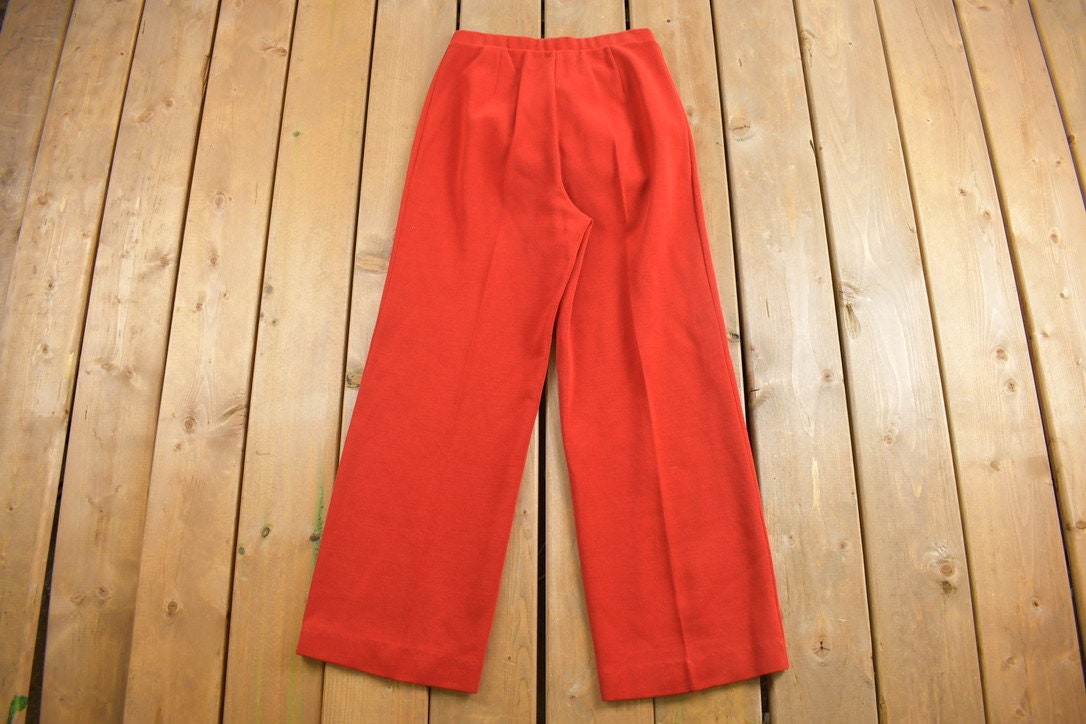 Vintage 1970's Act III Polyester Wool Trousers Size 26 x 27 / Made in USA / Red Pants / 70s / 80s / Pleated / Fashion / Vintage 