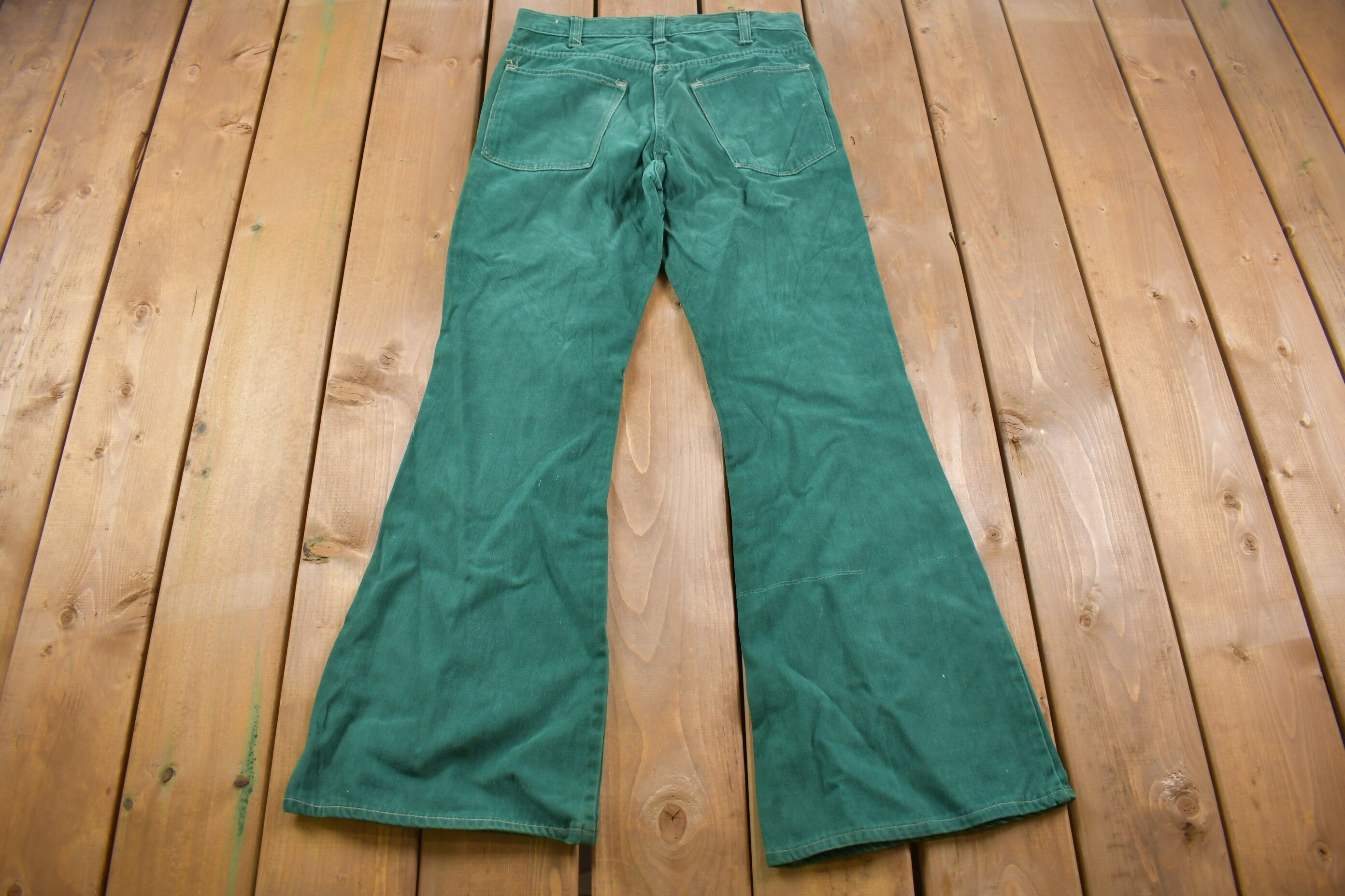 Vintage 1970s Green Bell Denim Bottoms 30 x 29 / Women's 70s Fashion / Made in USA / Rare Vintage / Streetwear Fashion / Vintage