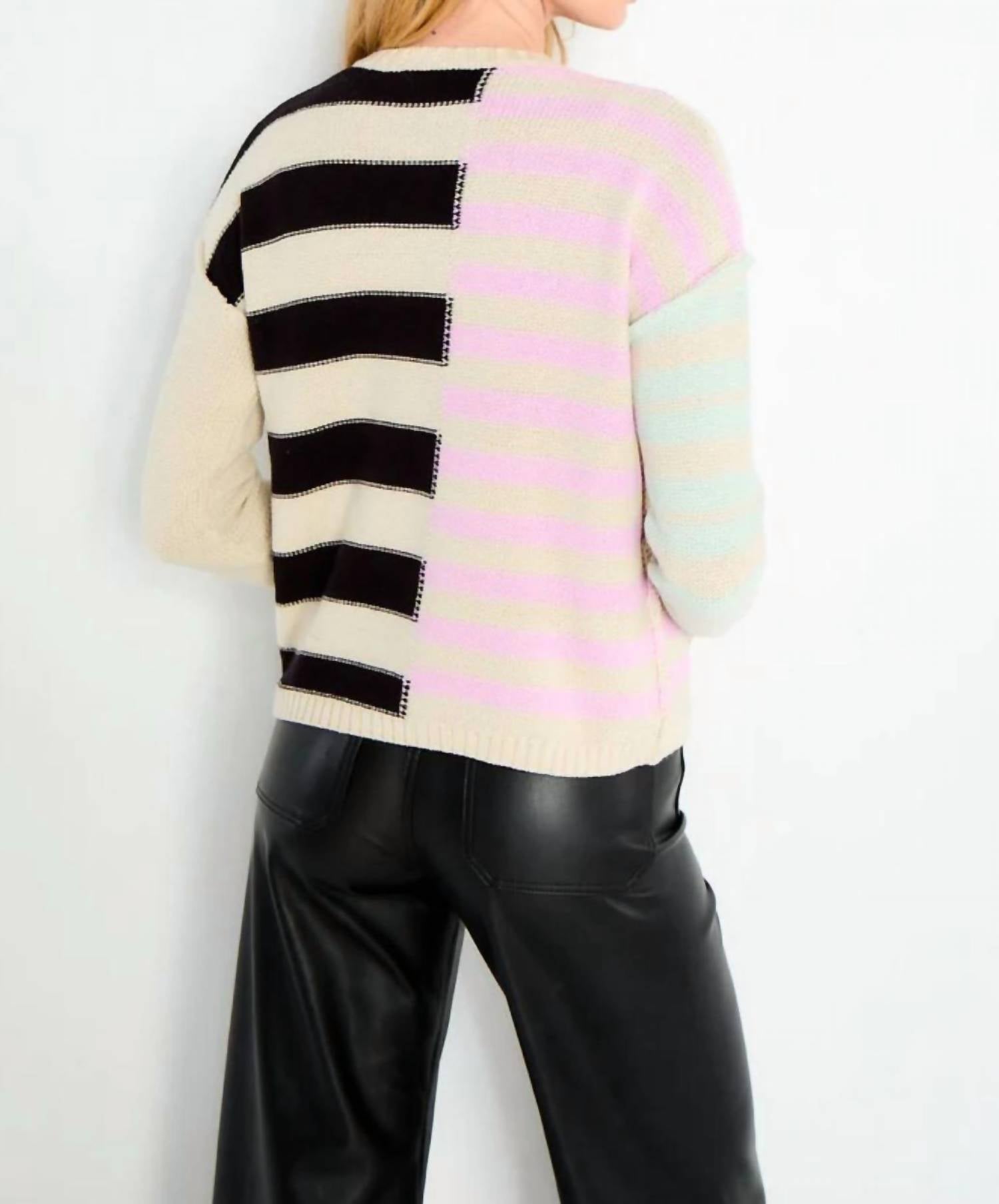 'What'S Your Stripe' Sweater in Salty Combo