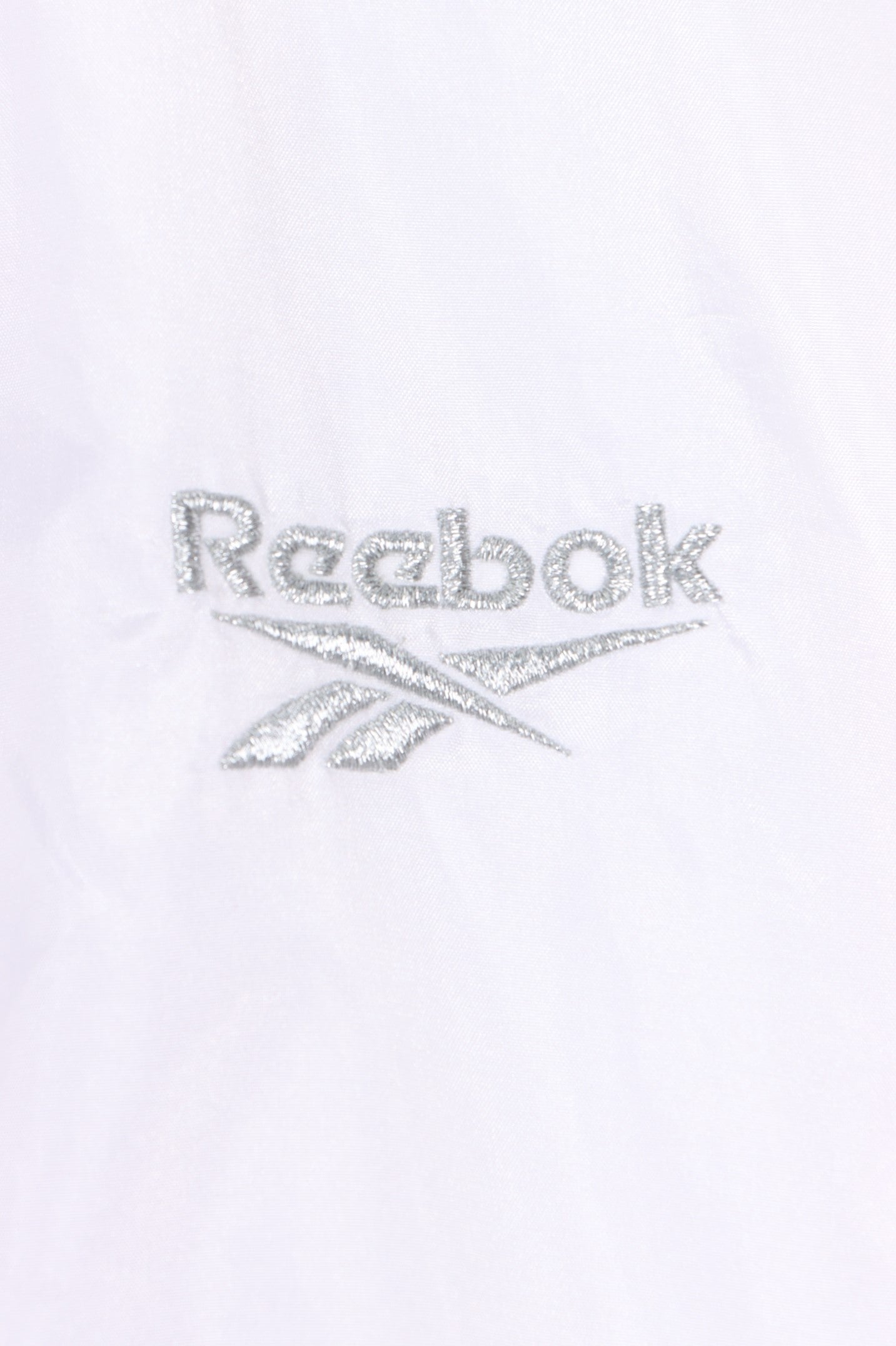 White REEBOK Geometric Embroidered Lined Windbreaker Jacket (S)