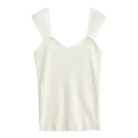 White Rib Knit Short Stretchy Top