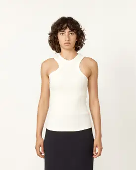 Wide Rib Knit Tank in Ivory