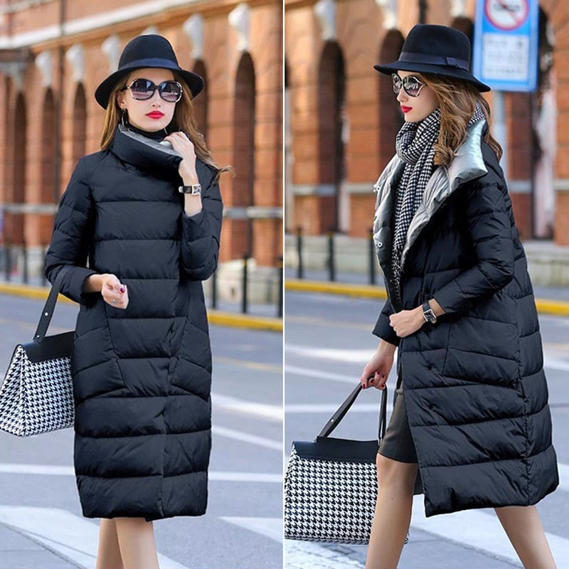 Winter Down Jacket Women Parkas Coats Turtleneck