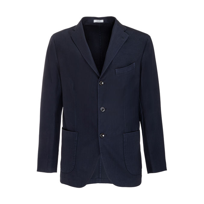 WOOL JACKET WITH THREE BUTTONS Man Blue Navy