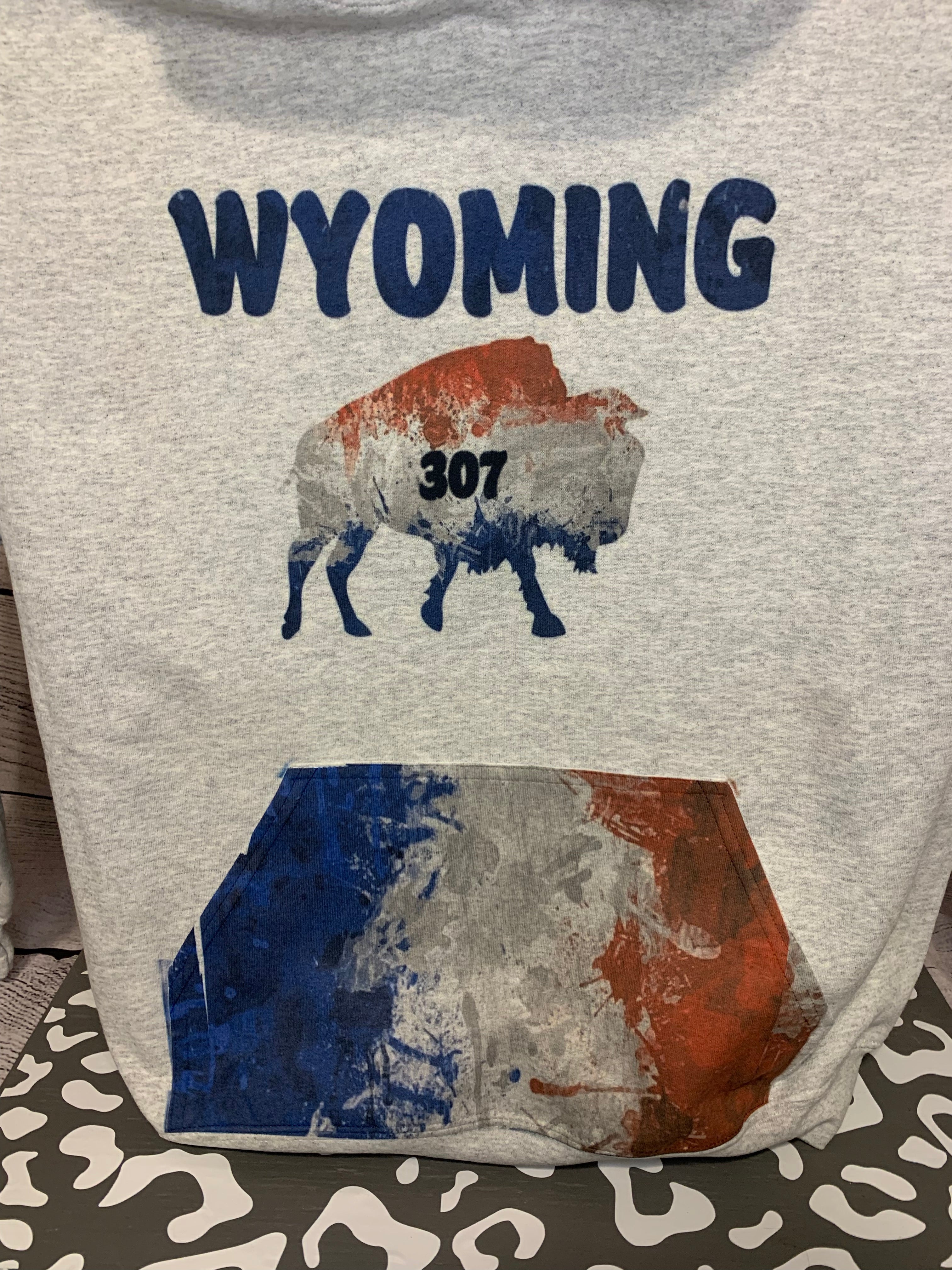 Wyoming 307 Hoodie red, white, and blue