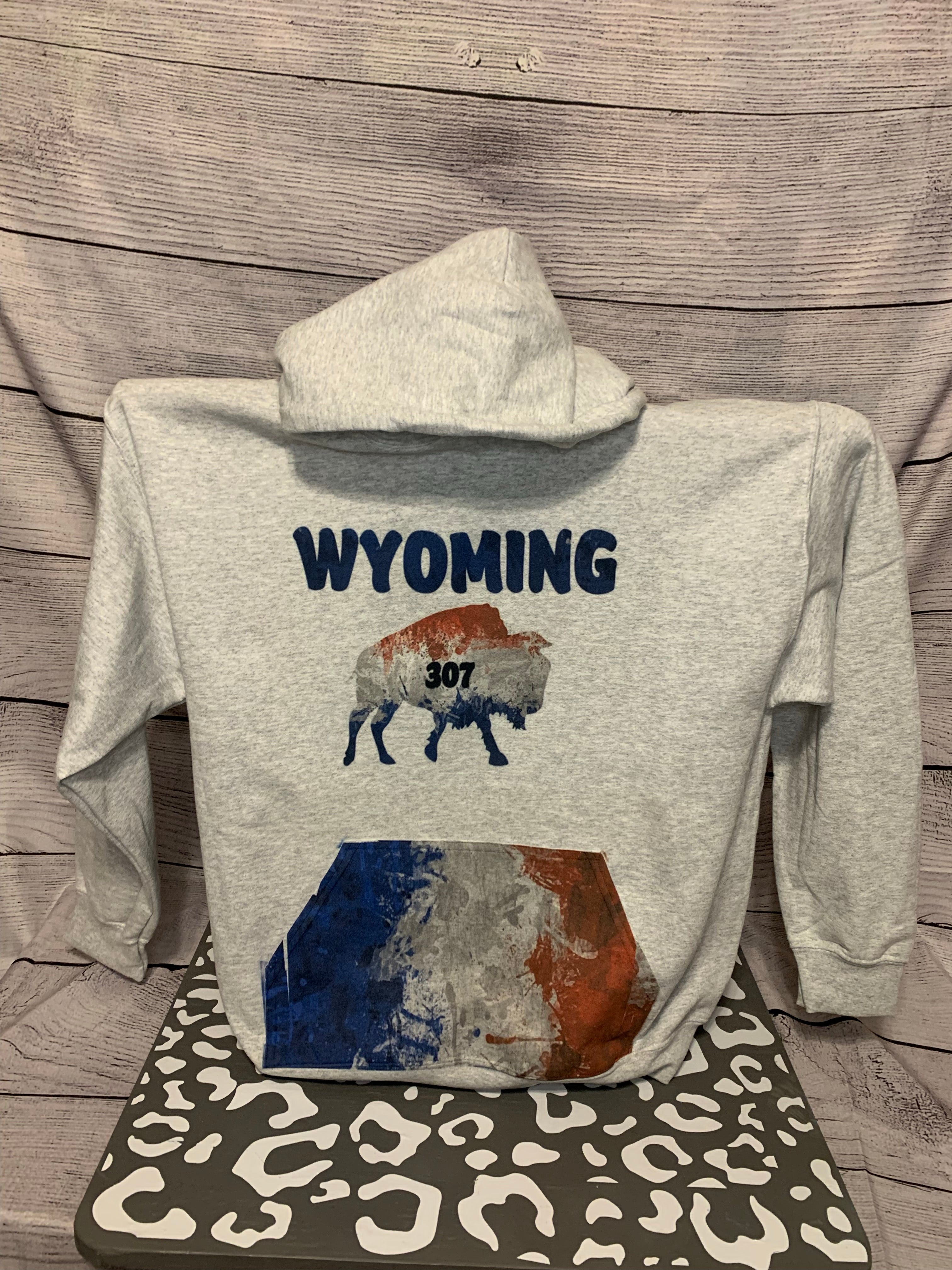 Wyoming 307 Hoodie red, white, and blue