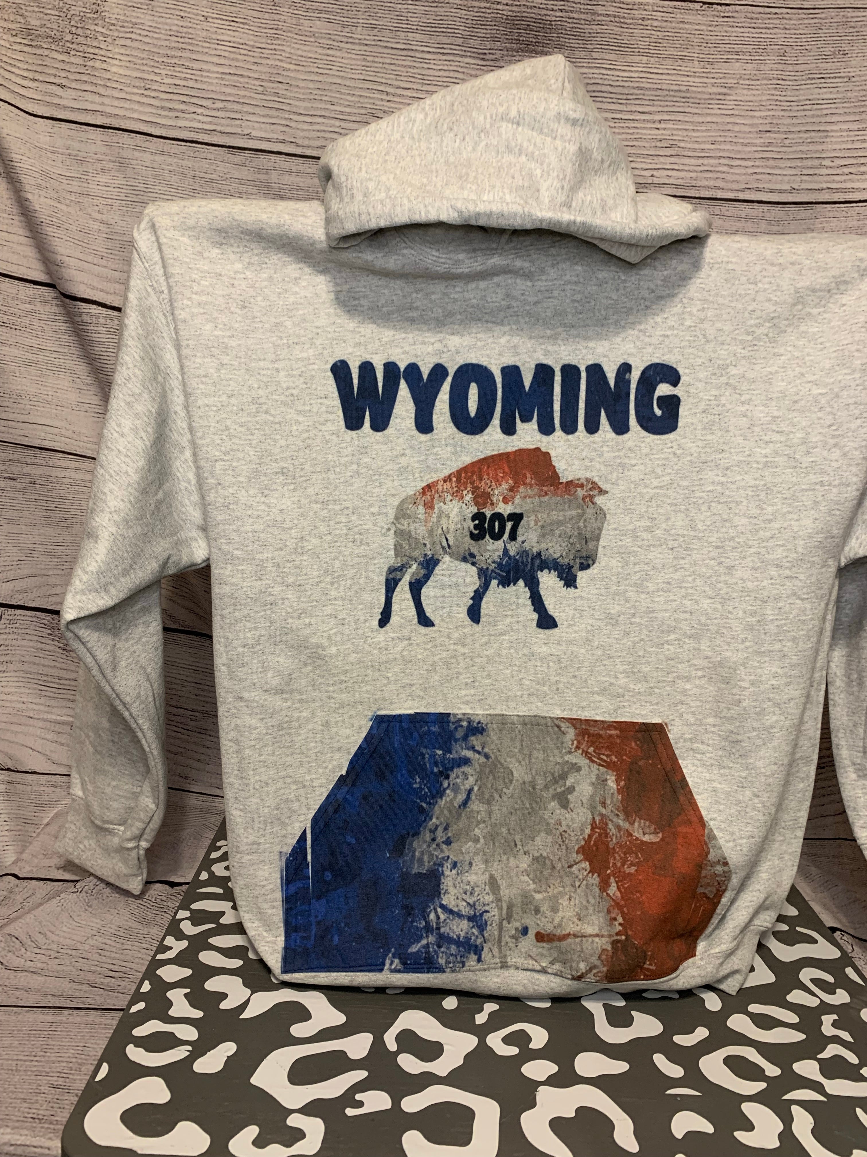 Wyoming 307 Hoodie red, white, and blue