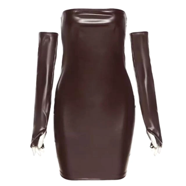 You Got It All PU Leather Dress With Sleeves