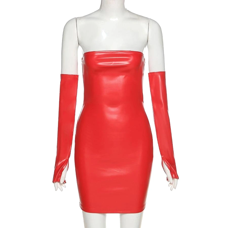 You Got It All PU Leather Dress With Sleeves