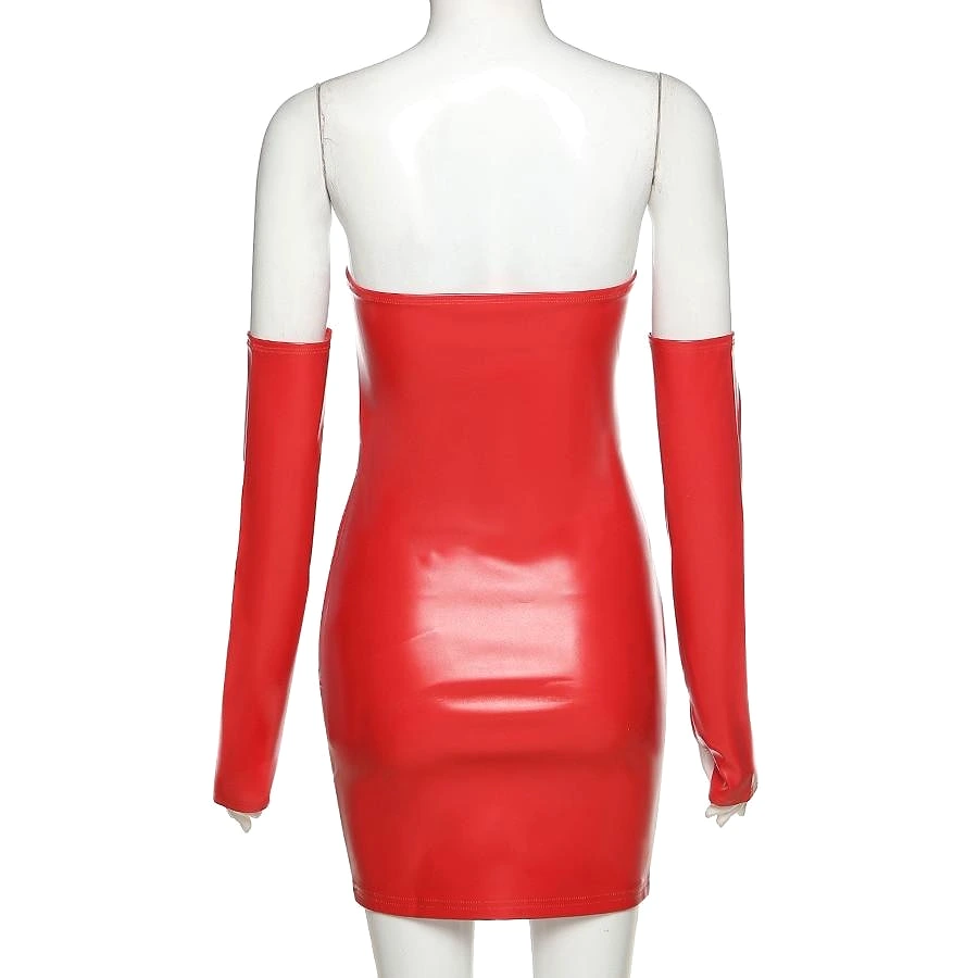 You Got It All PU Leather Dress With Sleeves